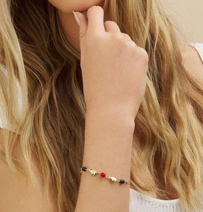 18K Gold Plated Red & Black Mariner Bracelet