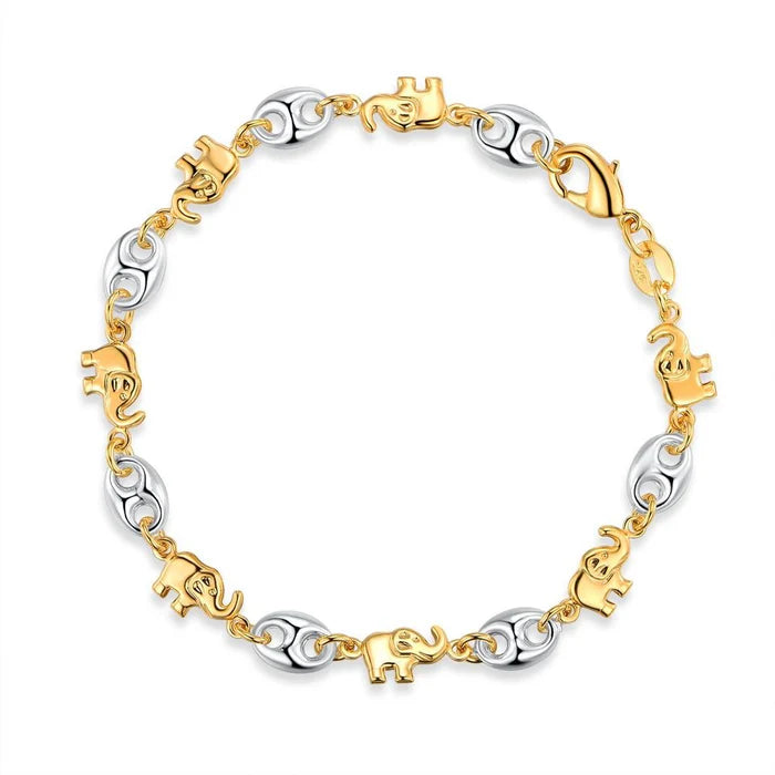 RMZ GOLD NYC 18K Gold Two-Tone Elephant Anklet 10''