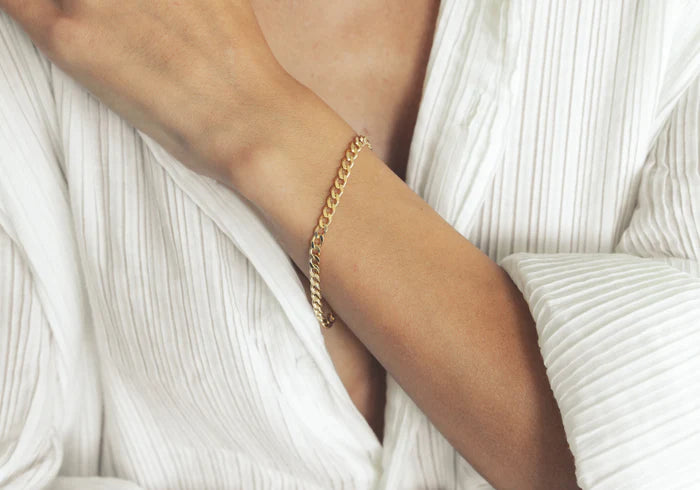 RMZ GOLD NYC 18k Cuban Chain Bracelet 3mm 8''