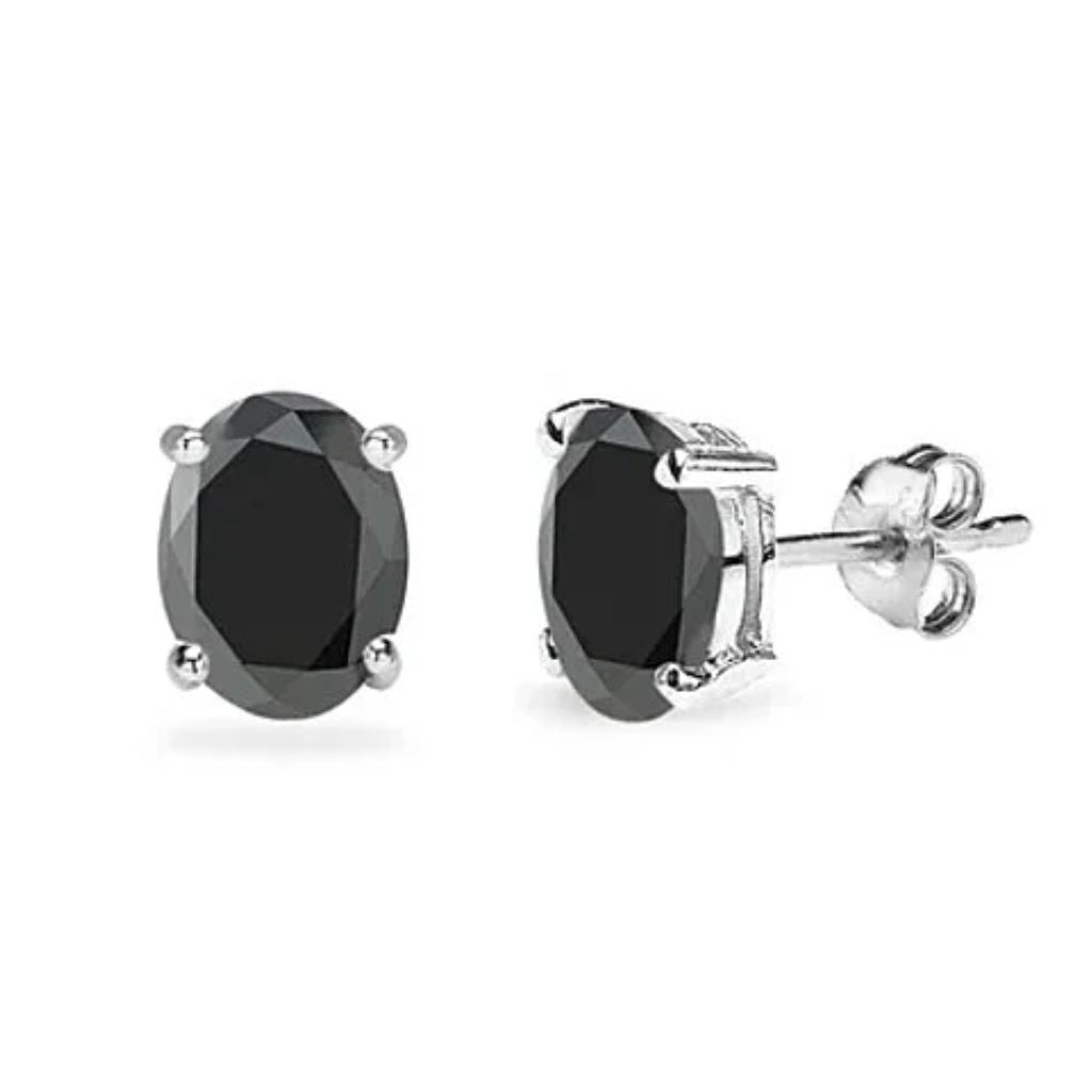 RMZ GOLD NYC .925 Sterling Silver Genuine Black Stud Earrings