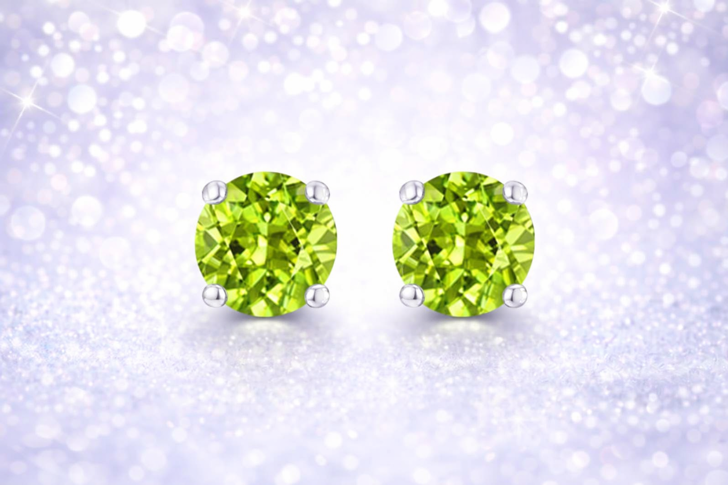 Oval Peridot Stud Earrings in 925 Sterling Silver
