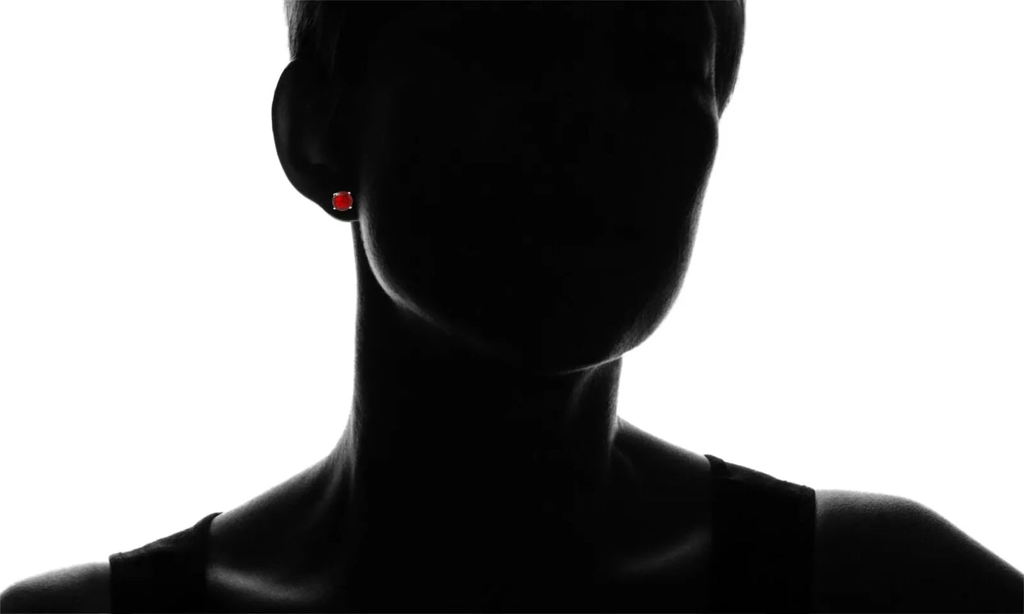 RMZ GOLD NYC 925 Sterling Silver Round RED Cubic Zirconia Stud Earrings Women's