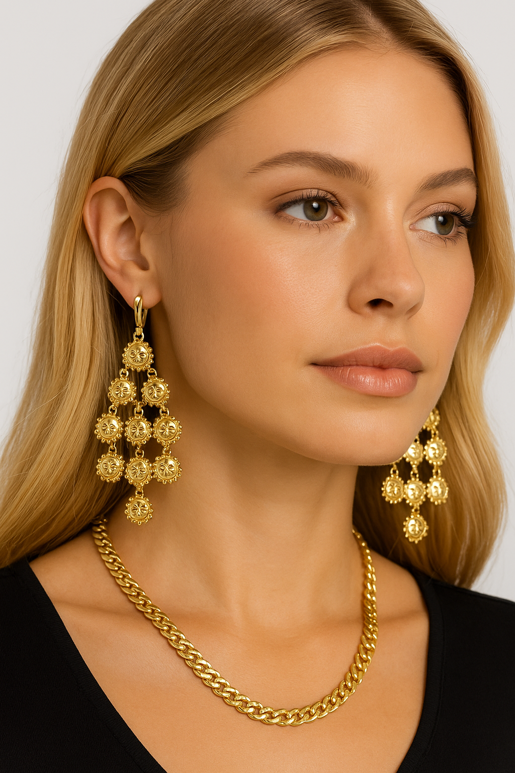 RMZ GOLD NYC 18K Gold Filled Sunshine-Inspired Hanging Earrings