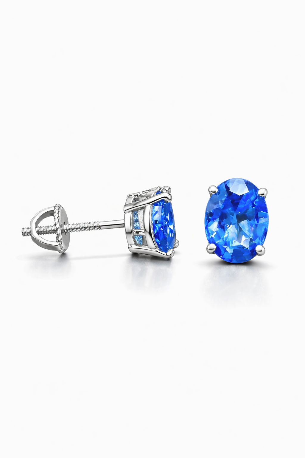 STERLING SILVER 1.60CT GENUINE TANZANITE ROUND SCREWBACK STUD EARRINGS WOMEN AND MEN