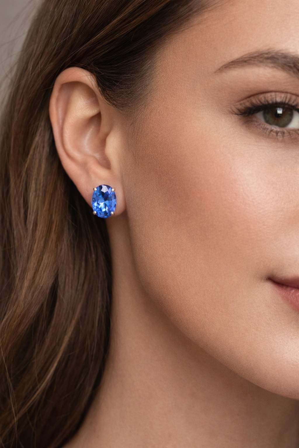 STERLING SILVER 2.00CT GENUINE TANZANITE OVAL SCREWBACK STUD EARRINGS WOMEN AND MEN