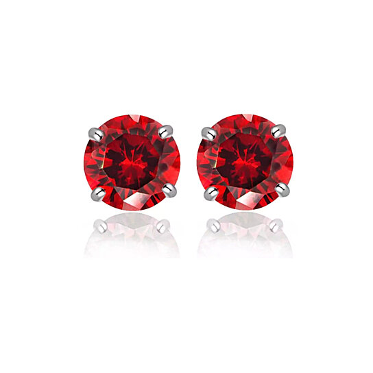 RMZ GOLD NYC Round Garnet Jewel in Yellow and White Stud Earrings (2-Pair)