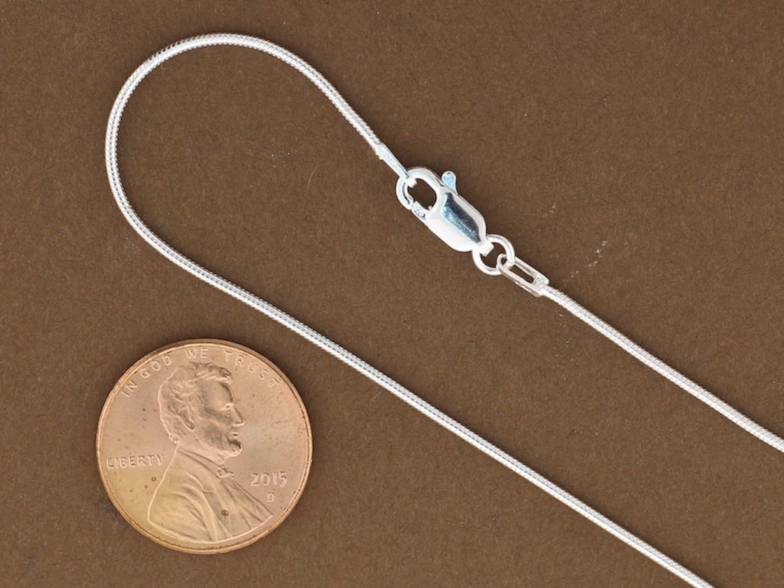 Italian Sterling Silver 925 Round Snake Chain 1MM