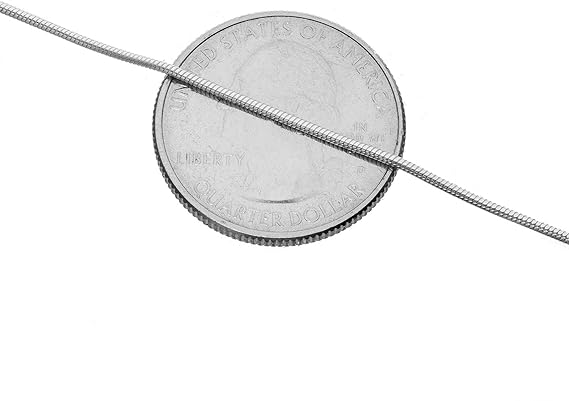 Italian Sterling Silver 925 Round Snake Chain 1MM
