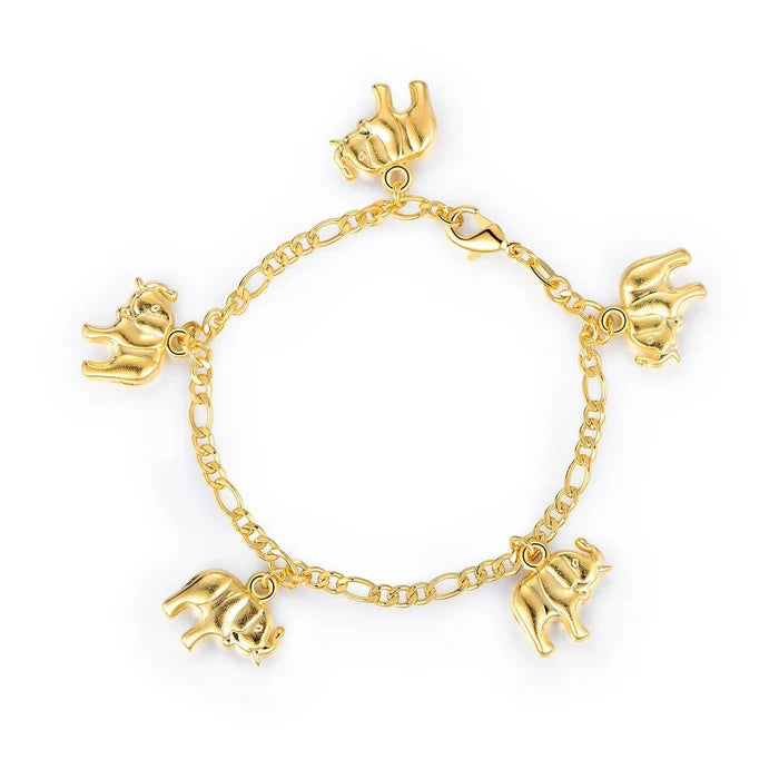 18K Gold Filled Elephant Charm Bracelet or Anklet
