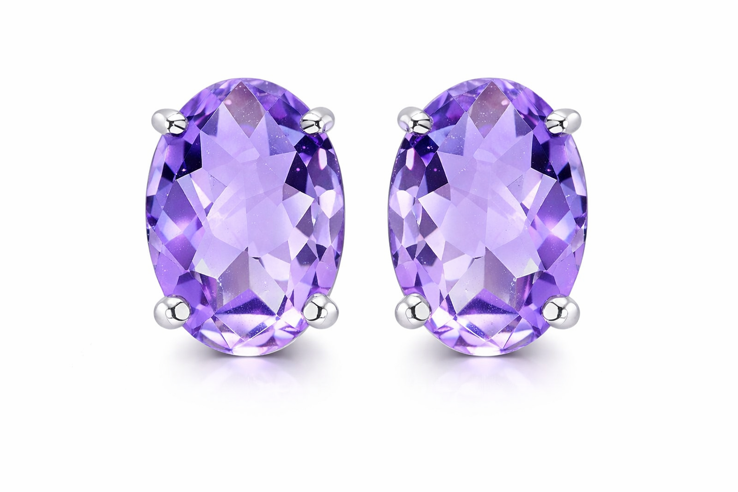 Women's 925 Sterling Silver 2.00CT Earrings Stud Amethyst Oval Purple Earring