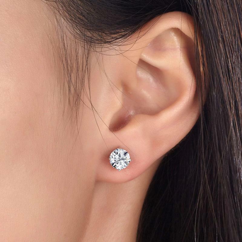 925 Sterling Silver 2.00CTTW Crystal Oval- and Round-Cut Stud Earrings (2-Pair)