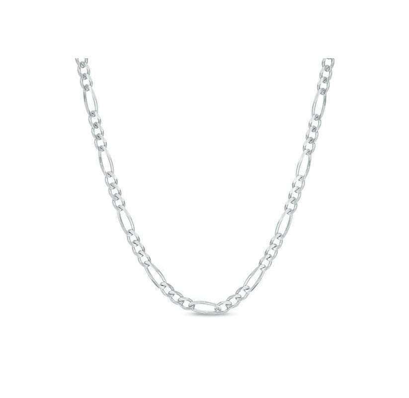 Solid .925 Sterling Silver 3 mm Italian Figaro Link Chain