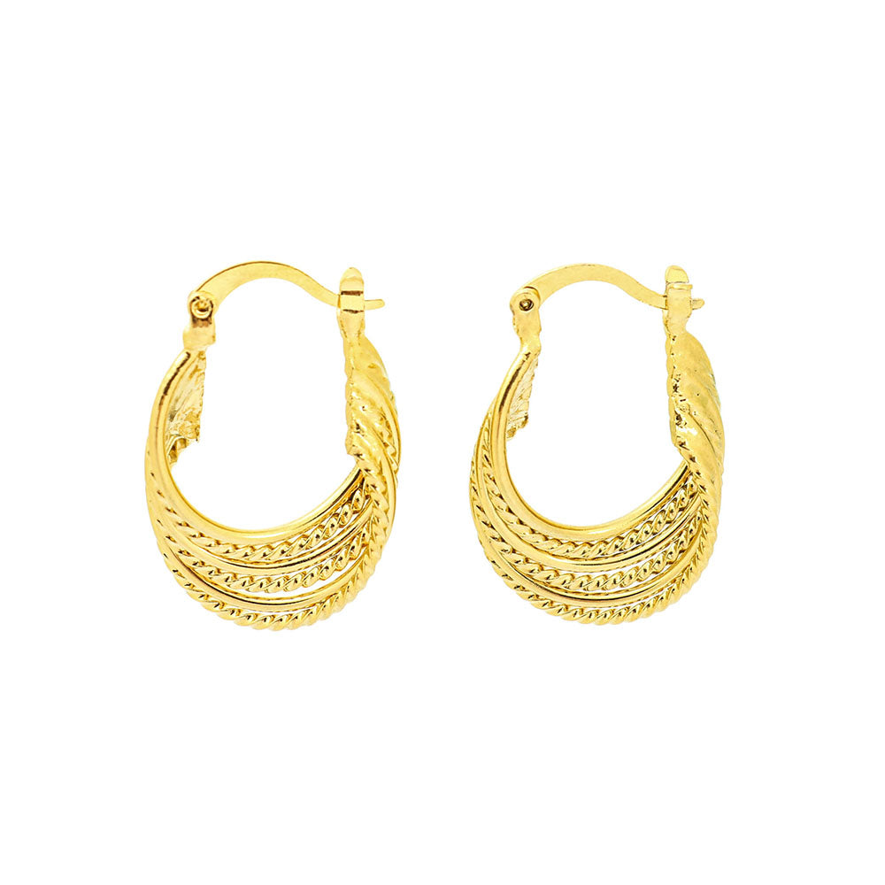 Gold 8 Liner Diamond Cut Hoop Earrings