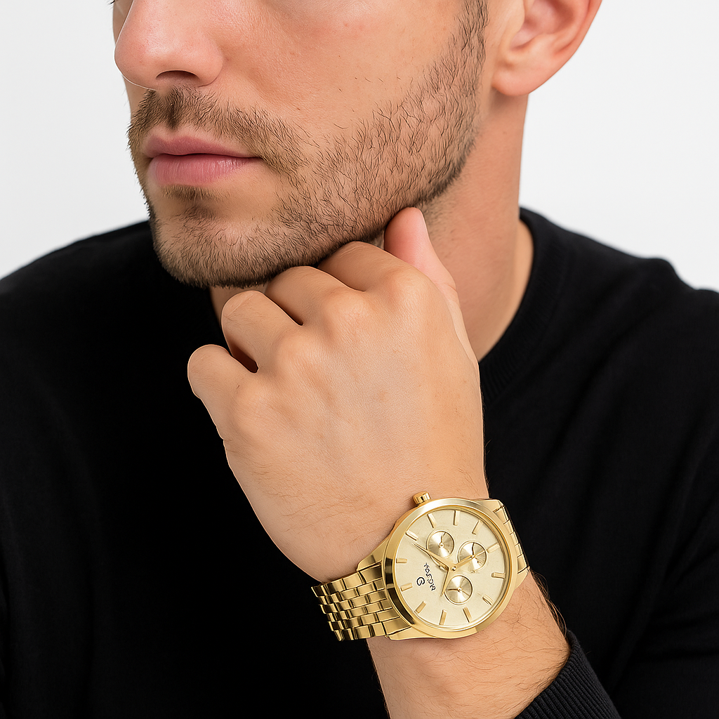 Sunny All-Gold Chronograph Watch – Luxury Men’s Quartz Timepiece