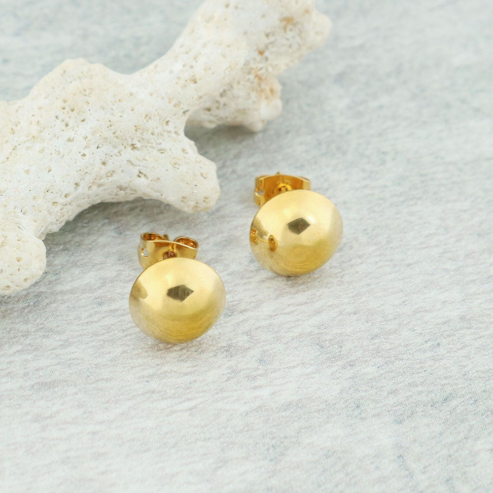 18k Gold Half Ball Stud Earrings