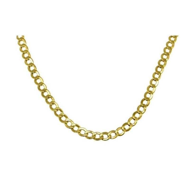 Solid 10K Gold Unisex 2.5mm Italian Cuban Curb Link Chain