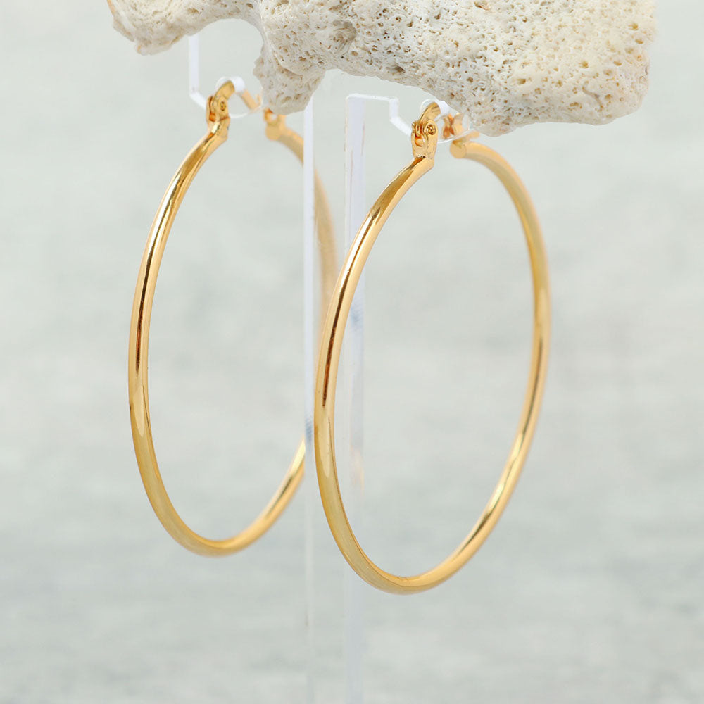 18K Gold Plated 2mm Hoop Earrings