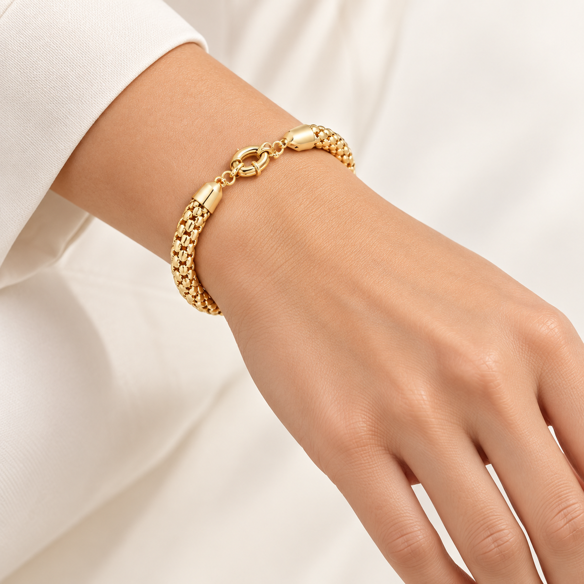Gold Popcorn Elegance Necklace and Bracelet Available