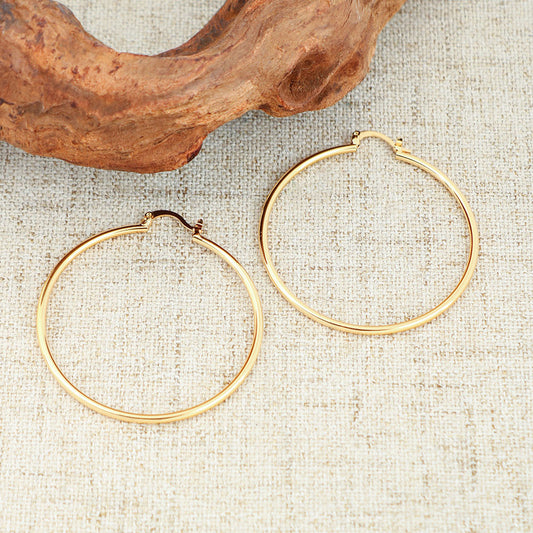 18K Gold Plated 2mm Hoop Earrings