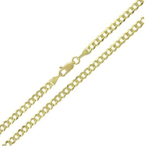 Solid 10K Gold Unisex 2.5mm Italian Cuban Curb Link Chain