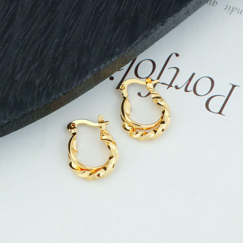 14K Gold Cute Double Hoop Earring