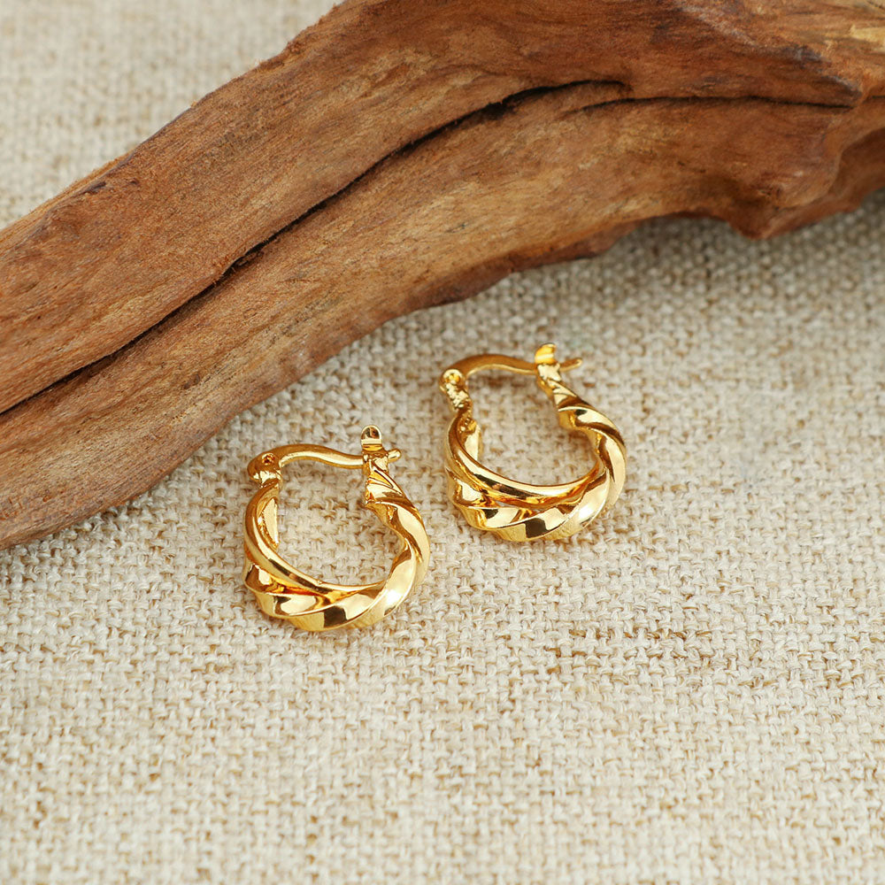 14K Gold Cute Double Hoop Earring