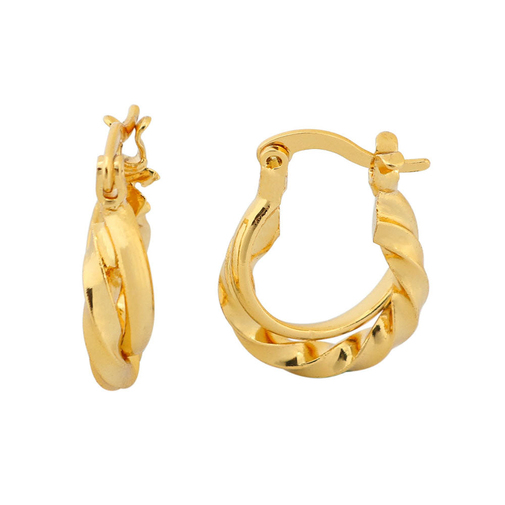 14K Gold Cute Double Hoop Earring