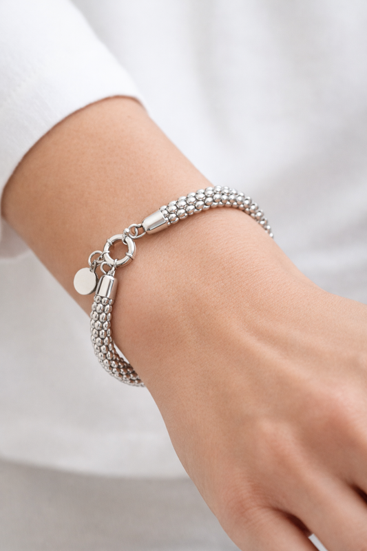 Silver Popcorn Elegance Necklace and Bracelet Available