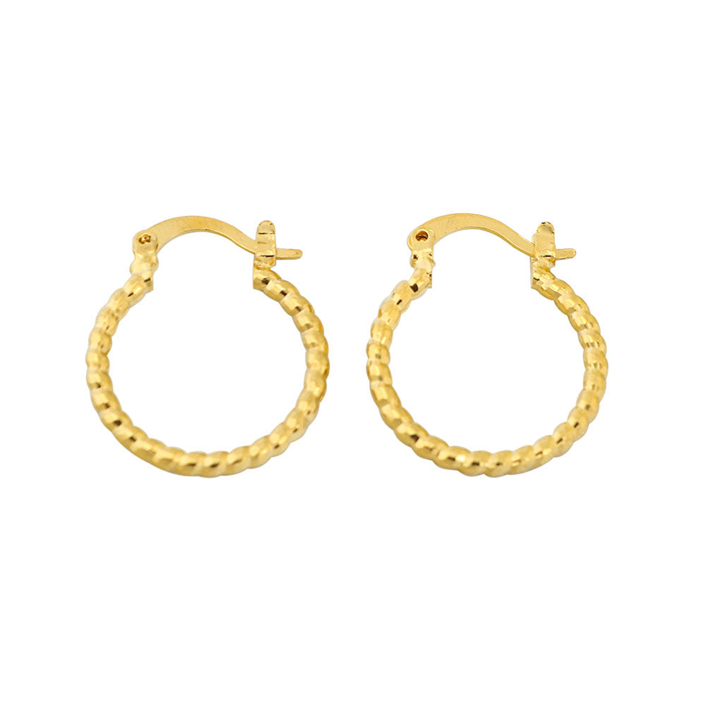 14K Gold Classic Diamond cut Hoop Earring