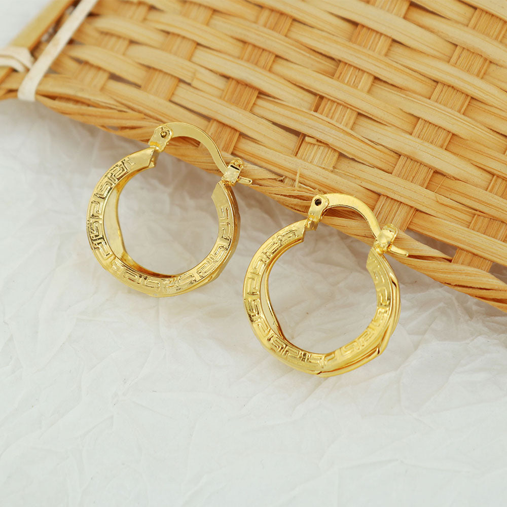 14K Greek Gold Unique Hoop Earrings