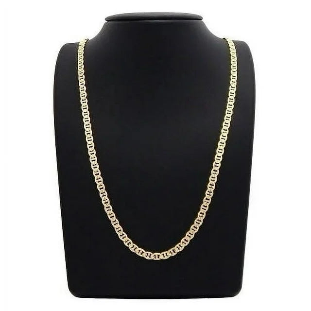 14K Gold-Filled Mariner, Cuban, Figaro Chain  – Gold & Silver Matching Bracelets | Unisex Flat Chain Jewelry