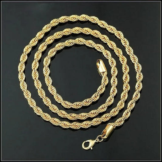 14K Gold Rope Chain 24" Unisex