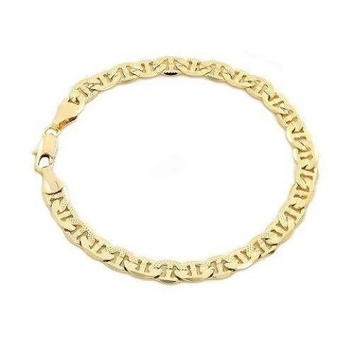 14k Gold Matt Finish mariner Link Bracelet 8