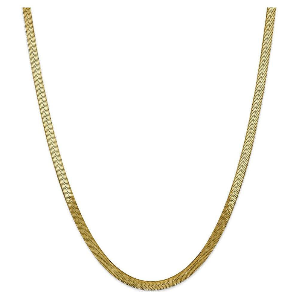 14k Yellow Gold 5mm Flat Herringbone Chain Necklace for Men or Women, 20" - 24"