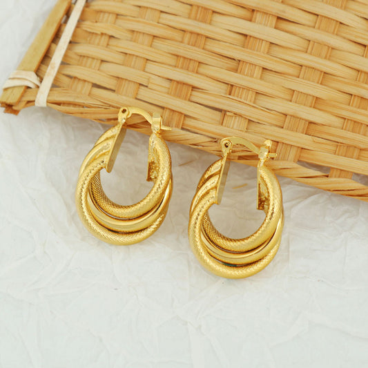 14K Gold Mate Triple Hoop Earrings