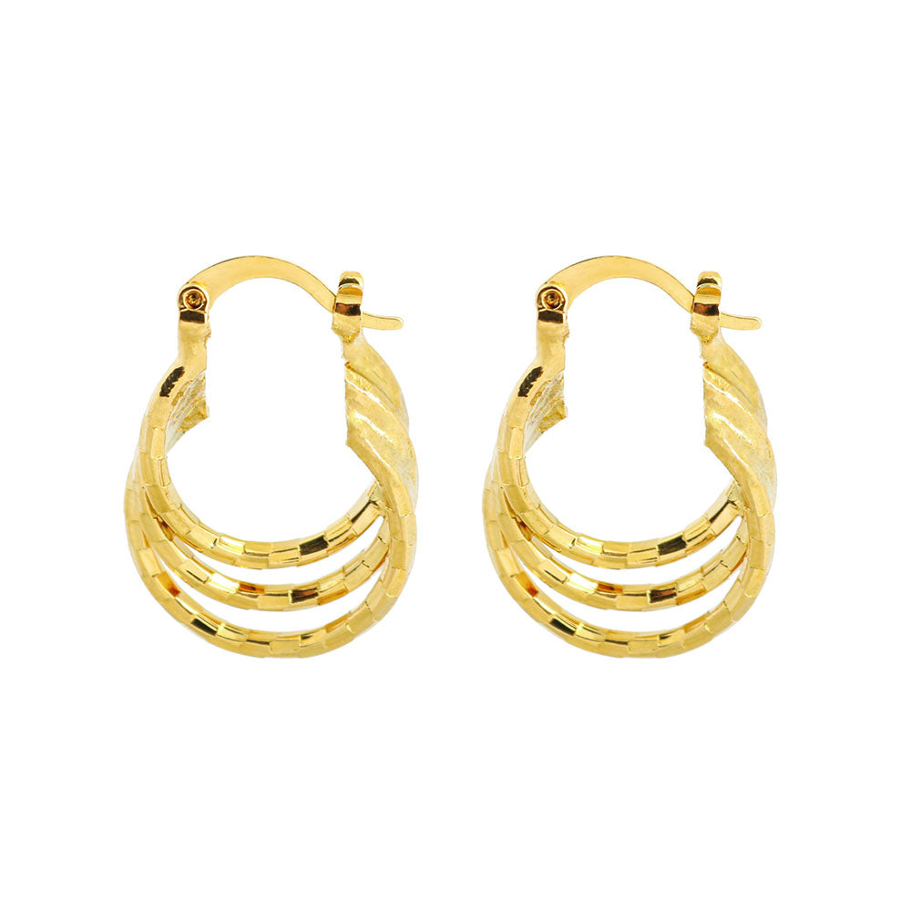 14k Diamond Cut Swirl Hoop Earrings