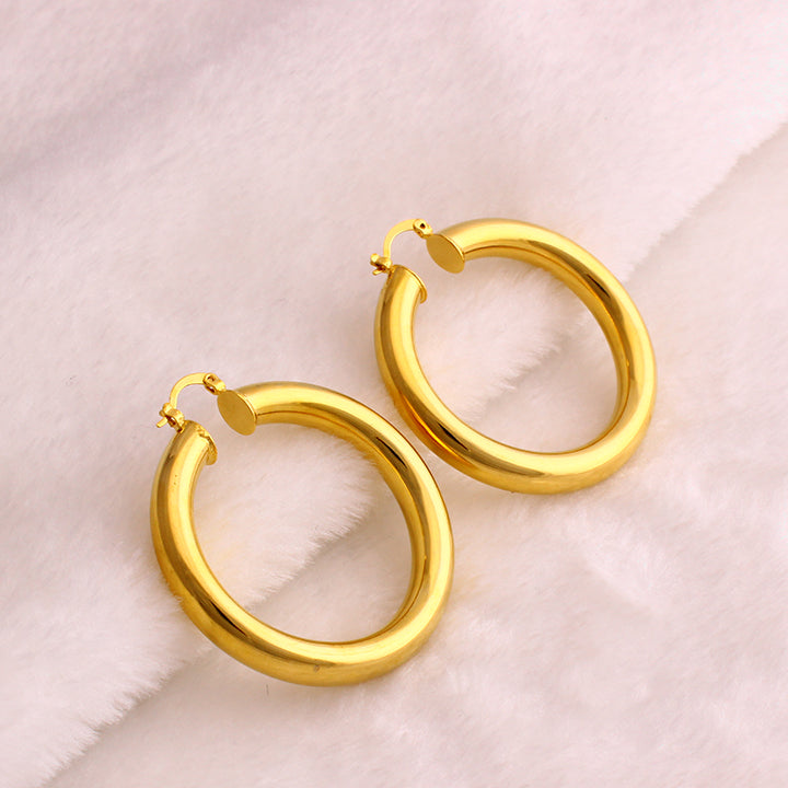 14K Gold Solid Tube Hoop Earring