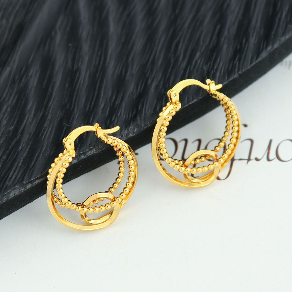 18K Gold Hollow Patterned Earrings