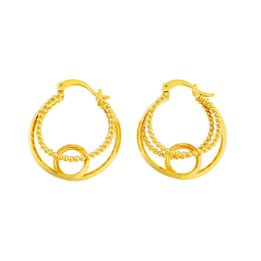 18K Gold Hollow Patterned Earrings