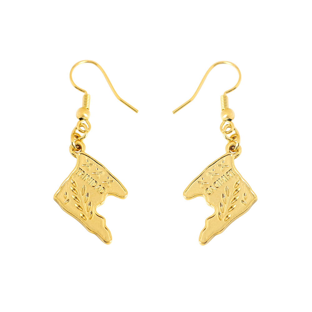 14k Yellow Gold Trindade Map Hanging earring