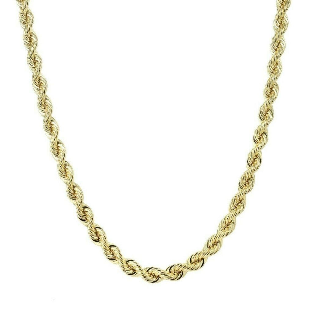 10K Solid Yellow Gold 1.5mm Rope Chain Necklace