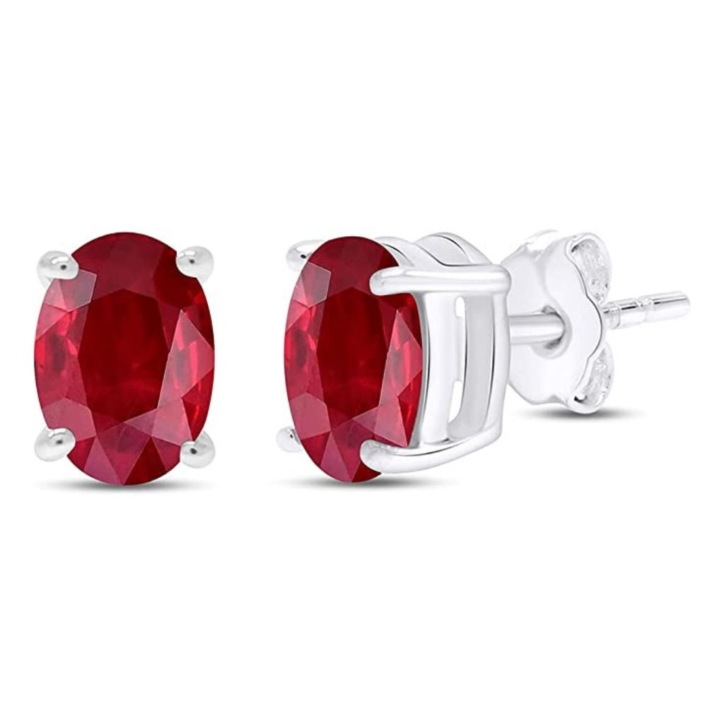 Crystal Oval Ruby Earrings