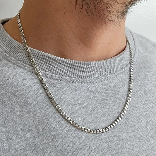 Solid 925 Sterling Silver 3.5mm Cuban Curb Link