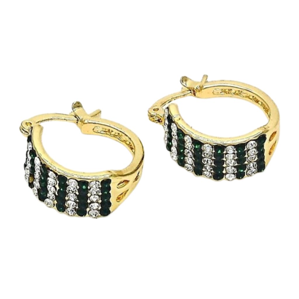 18K Gold-Filled Emerald Crystal Pavé High-Polish Earrings