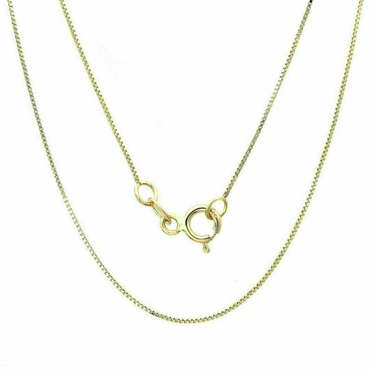 Solid 14K Yellow Gold 0.8mm Box Chain Necklace