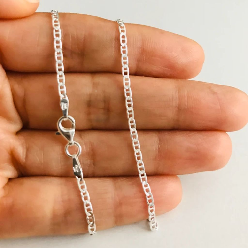 Italian-Made 925 Sterling Silver 2mm Mariner Chain