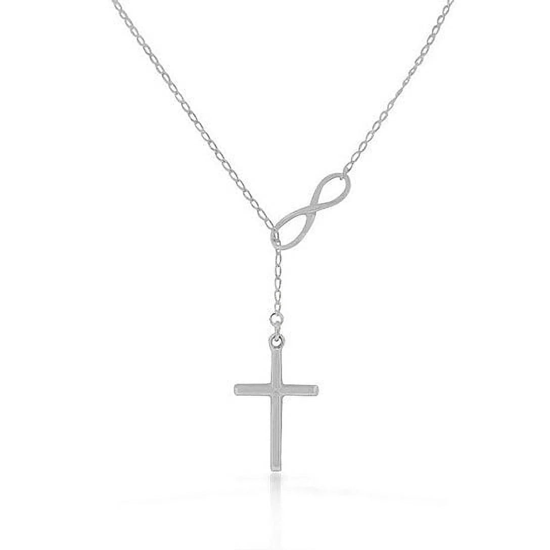 Infinity Drop Cross Lariat Necklace