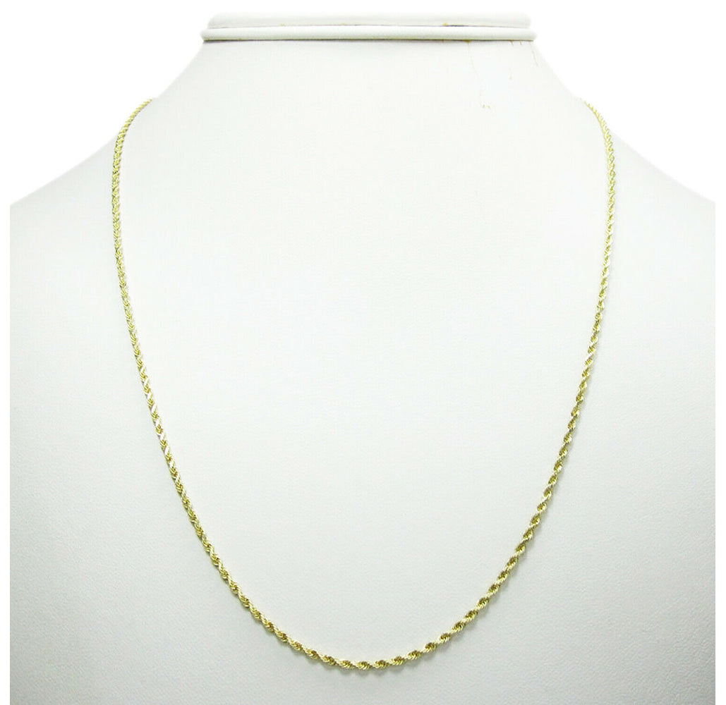 14K Solid Yellow Gold 1.8mm Rope Chain