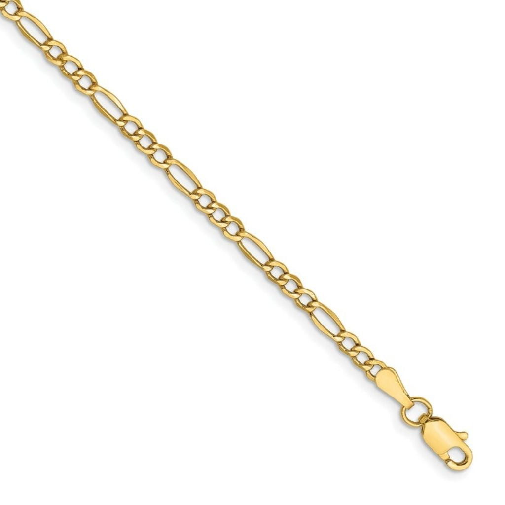 Solid 14K Gold 2mm Figaro Chain Necklace