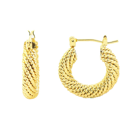 14K Gold Cute Nugget Hoop Earring